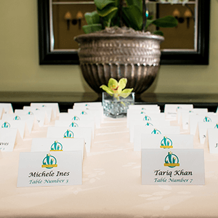 name tags used for corporate event planning services